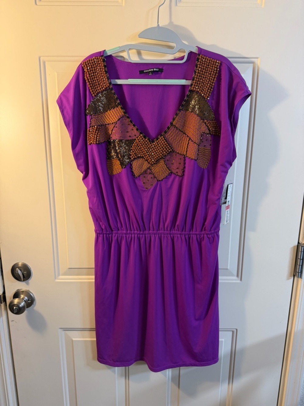 Gianni Bini Purple Beaded Dress Medium NWT Boho Festival Style
